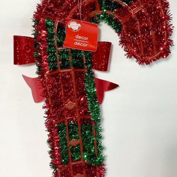 Christmas House Decor Christmas Candy Cane Wreath Hanger Tinsel Wall Hanging Dec - Picture 3 of 8